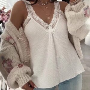 Musselin Top mit Spitze