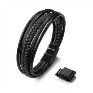 Lederarmband "Braid" Schwarz