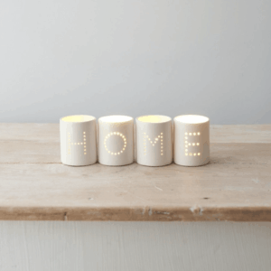 Teelichthalter Set „HOME“ – Keramik (4er Set)