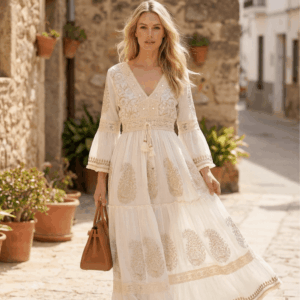 Boho Maxi Kleid "Luna" aus Baumwolle